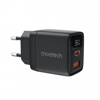 Lādētājs Choetech PD6052 USB-C/USB-A PD35W GaN melns