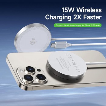 Lādētājs bezvadu DUZZONA W18 Qi2 Magnetic Wireless Charger 15W balts