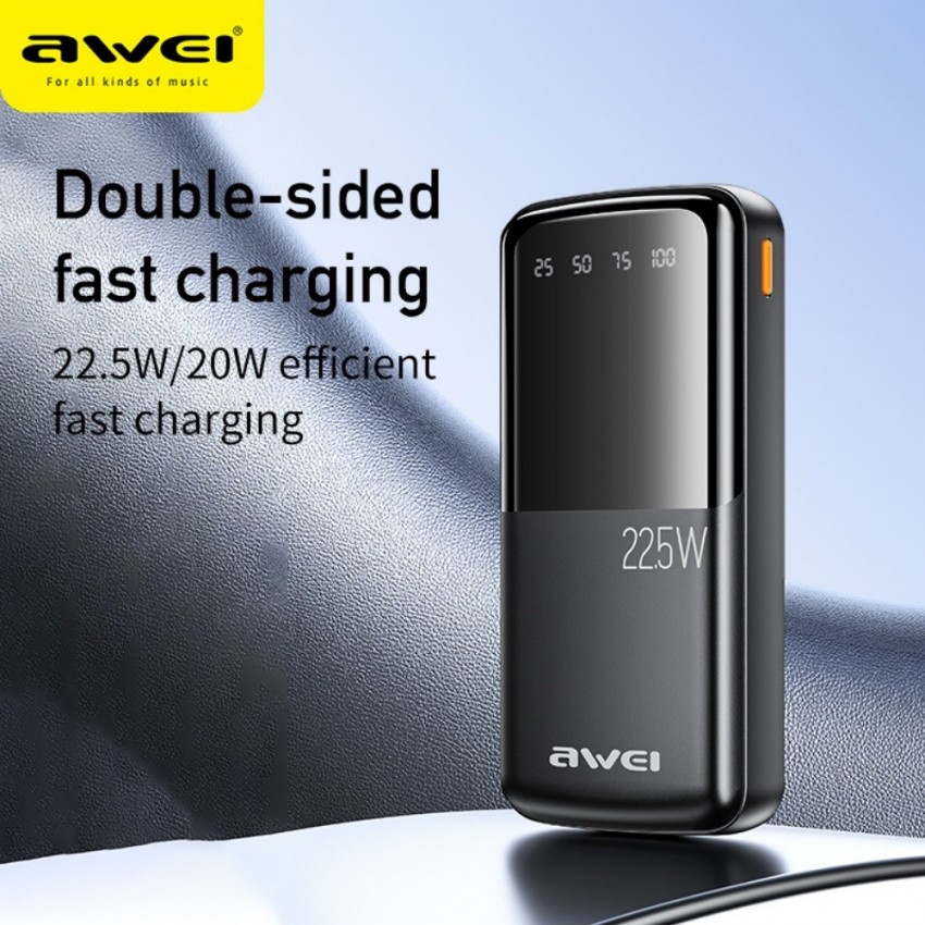 External battery Power Bank Awei P13K PD20W/QC22.5W 20000mAh black