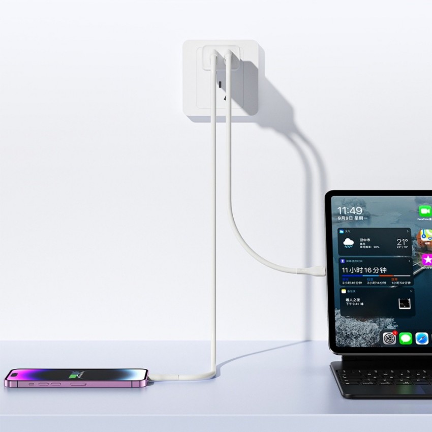 Lādētājs Awei C15L-EU 2xUSB-A 10W + USB to Lightning cable balts