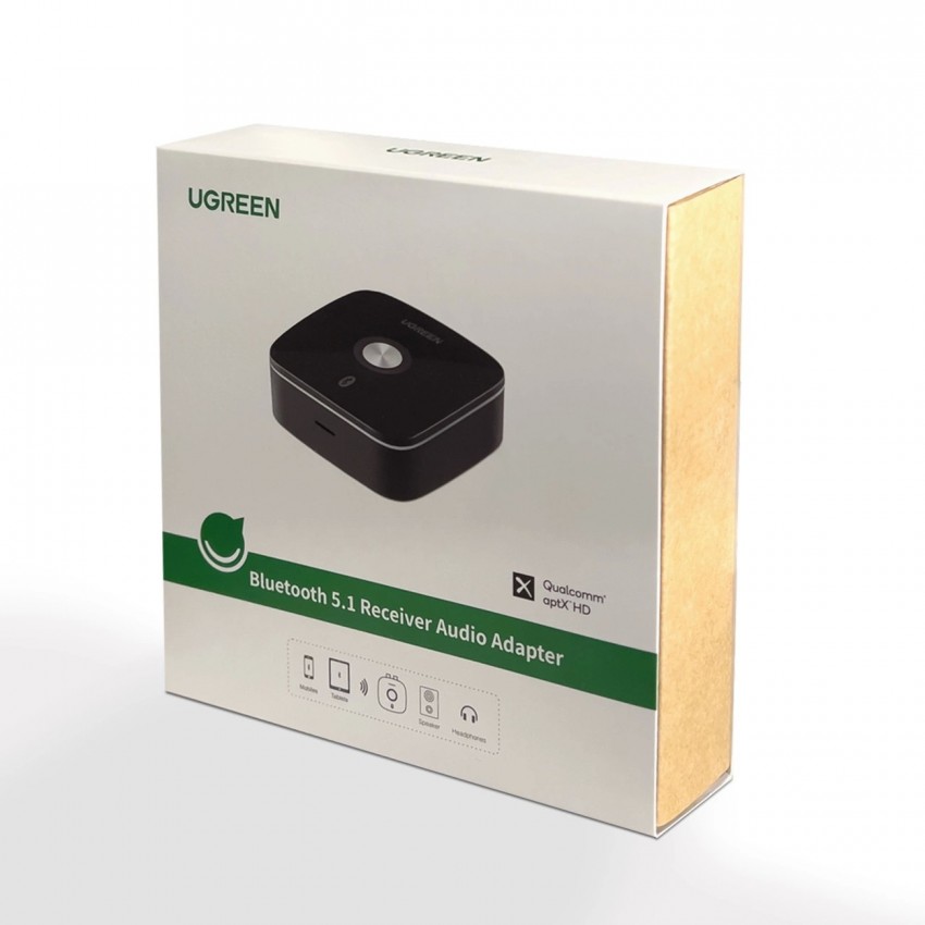 Bluetooth adaptera uztvērējs Ugreen CM106 2xRCA/AUX Bluetooth 5.1 melns