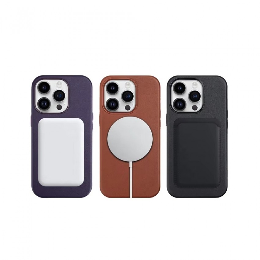 Maciņš Mag Leather Case Apple iPhone 15 melns