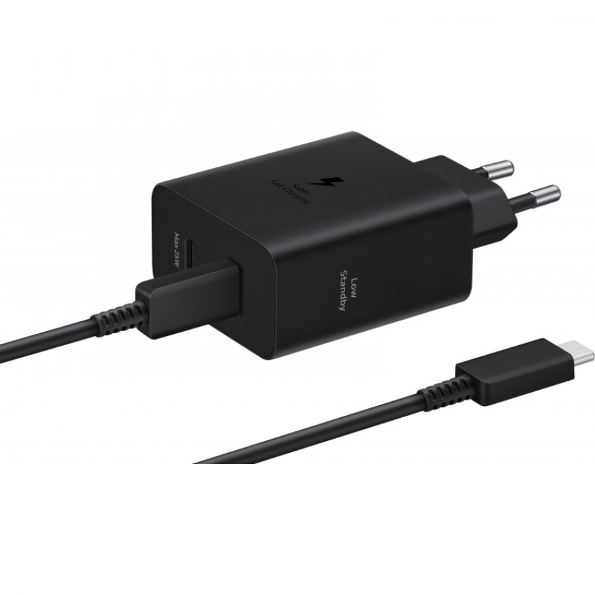 Lādētājs Samsung EP-T5020XBEGEU 50W + USB-C kabelis melns