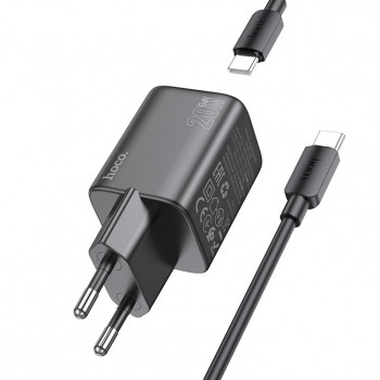 Lādētājs Hoco N40 USB-C PD20W + USB-C to USB-C 1.0m melns