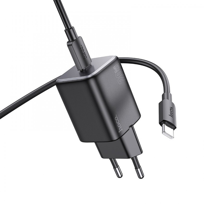 Lādētājs Hoco N40 USB-C PD20W + USB-C to USB-C 1.0m melns