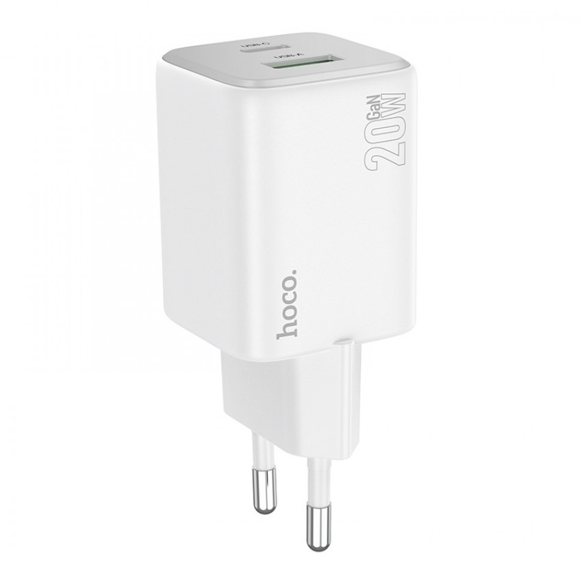 Lādētājs Hoco N41 USB-A/USB-C PD20W+QC3.0 balts