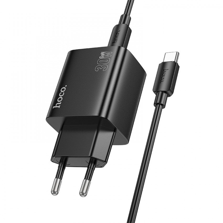 Lādētājs Hoco N56 2xUSB-C/2xUSB-A PD30W + USB-C to USB-C cable 1.0m melns