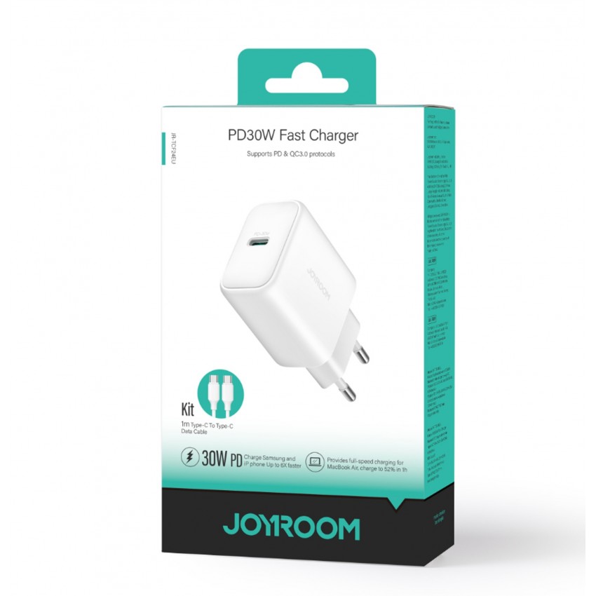 Lādētājs Joyroom JR-TCF24 USB-C PD30W + USB-C to USB-C cable 1.0m balts