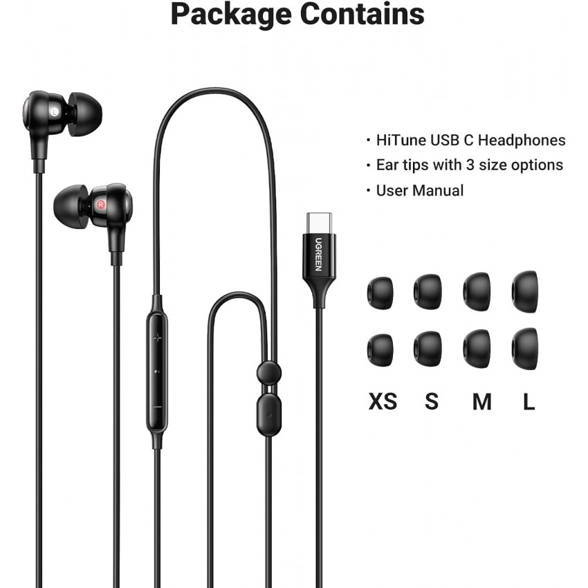 Vadu austiņas Ugreen EP103 USB-C (30638) melns