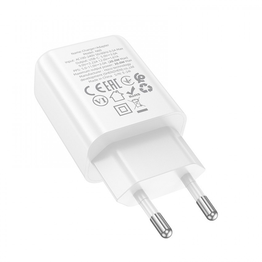 Laadija Hoco N60 20W GaN USB-C valge