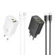 Lādētājs Hoco N63 30W GaN USB-C/USB-A + USB-C to Lightning cable 1.0m balts