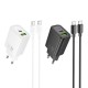 Lādētājs Hoco N63 30W GaN USB-C/USB-A + USB-C to USB-C cable 1.0m melns
