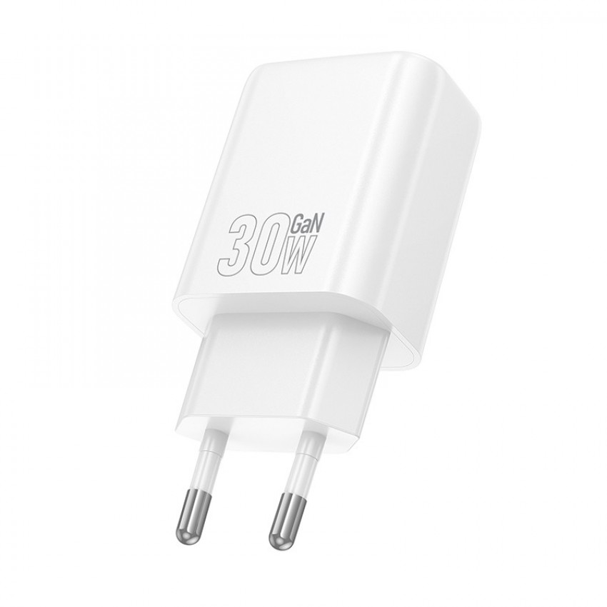 Lādētājs Hoco N63 30W GaN USB-C/USB-A balts