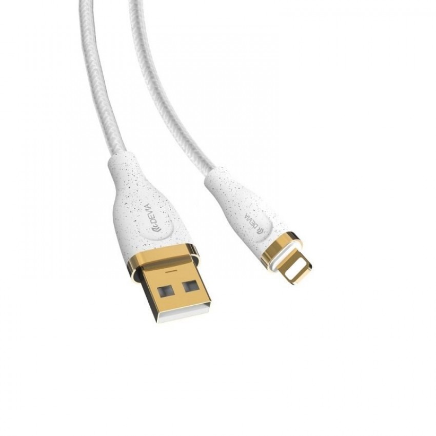 USB kabelis Devia Star Series Woven Lightning 1.5m balts