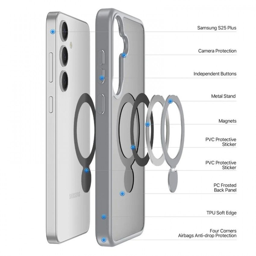 Maciņš Dux Ducis Yind With Magnetic Stand priekš Samsung S936 S25+ pelēks