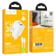 Lādētājs Hoco N71 30W GaN USB-C/USB-A + USB-C to USB-C cable 1.0m balts