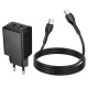 Lādētājs Hoco N71 30W GaN USB-C/USB-A + USB-C to USB-C cable 1.0m melns
