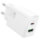 Lādētājs Hoco N71 30W GaN USB-C/USB-A balts