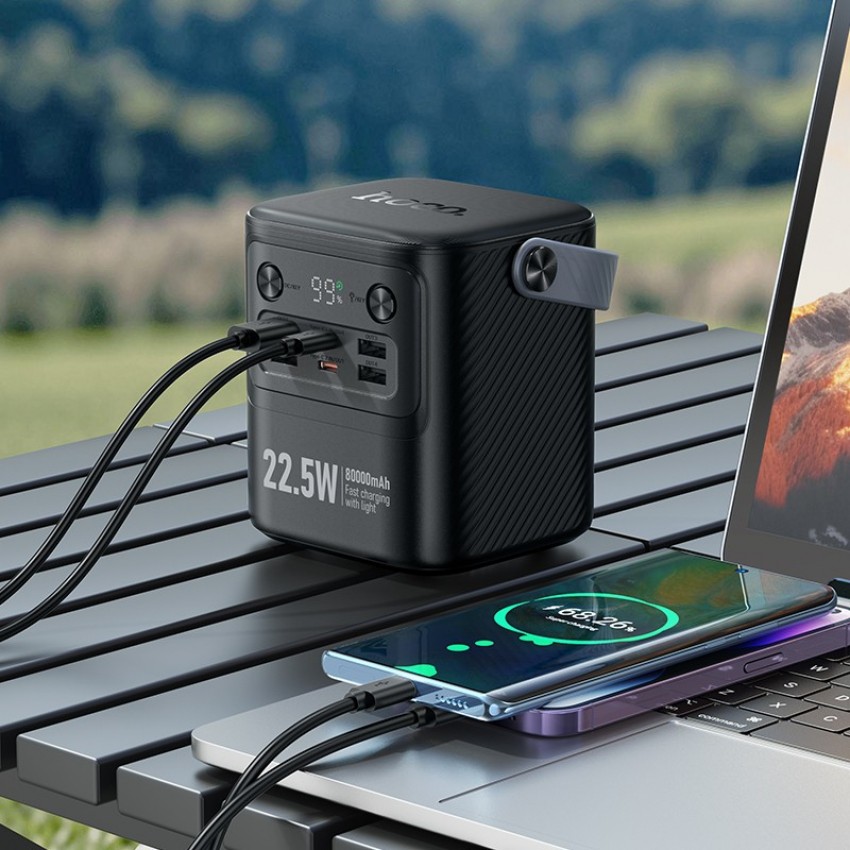 Arejais-akumulators Power Bank Hoco J152 22.5W+PD20W 80000mAh melna