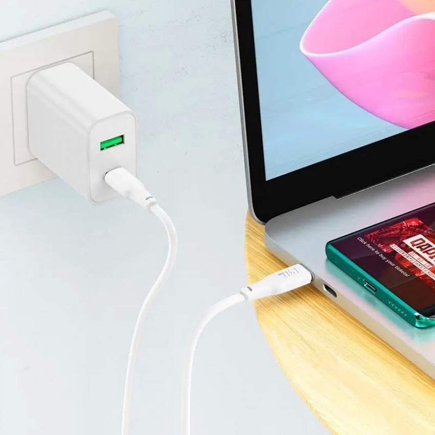 Laadimisjuhe Hoco X93 100W USB-C to USB-C 2.0m valge