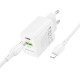 Lādētājs Borofone BN27 20W USB-C/USB-A + USB-C to Lightning cable 1.0m balts