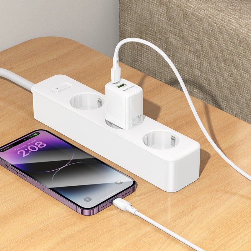 Lādētājs Borofone BN27 20W USB-C/USB-A + USB-C to Lightning cable 1.0m balts