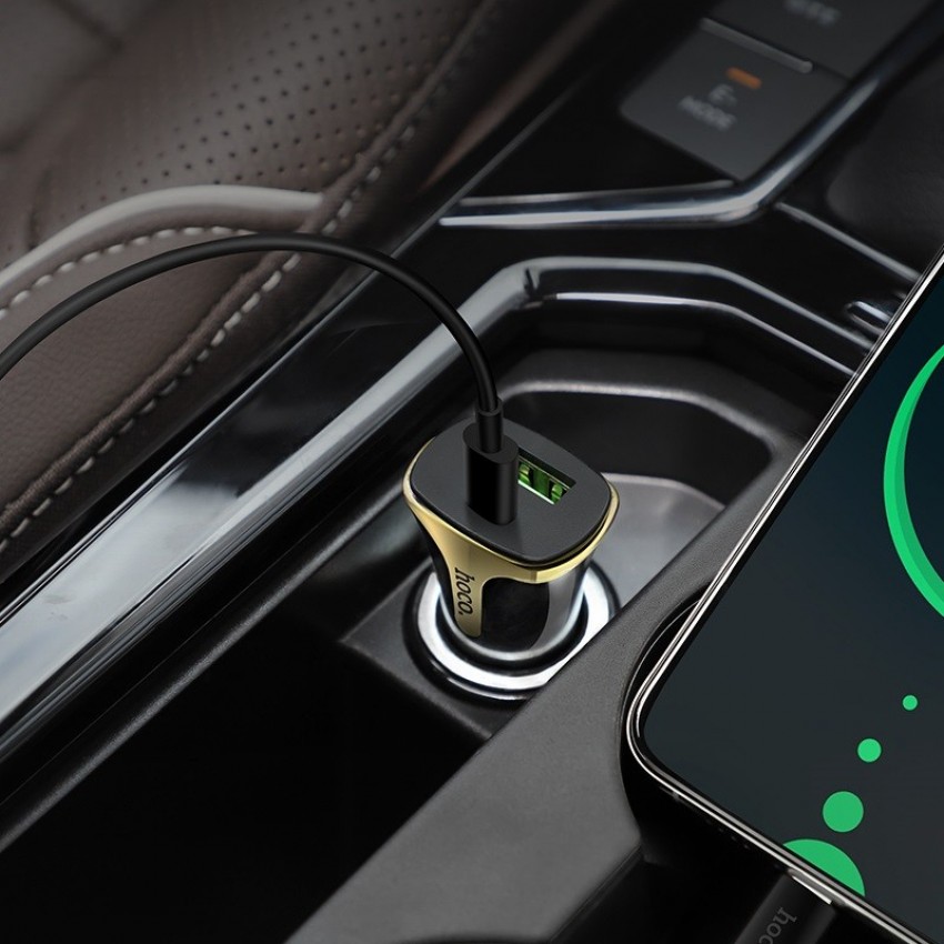 Auto lādētājs Hoco Z31 Quick Charge 3.0 (3.4A) ar 2 USB savienotājiem melns