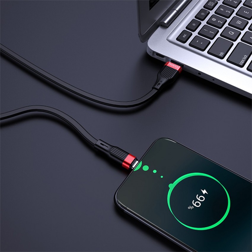 USB kabelis Hoco U72 Type-C 1.2m silikons melns