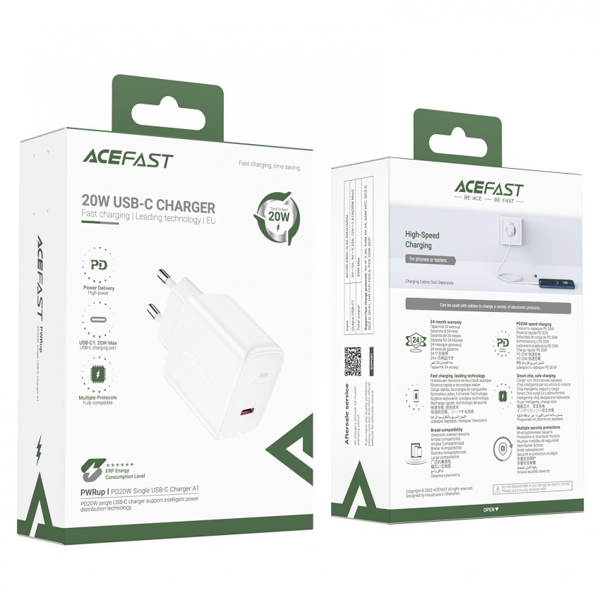 Lādētājs Acefast A1 PD20W USB-C melns