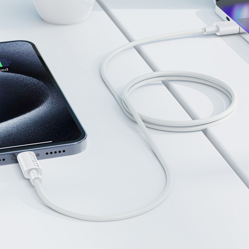 USB kabelis Acefast C18-04 USB-A to USB-C 1.2m balts