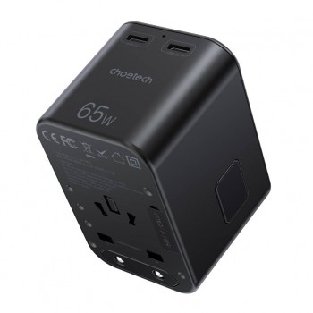 Universāls ceļojumu lādētājs Choetech PD5009 65W 2xUSB-C/USB-A melns