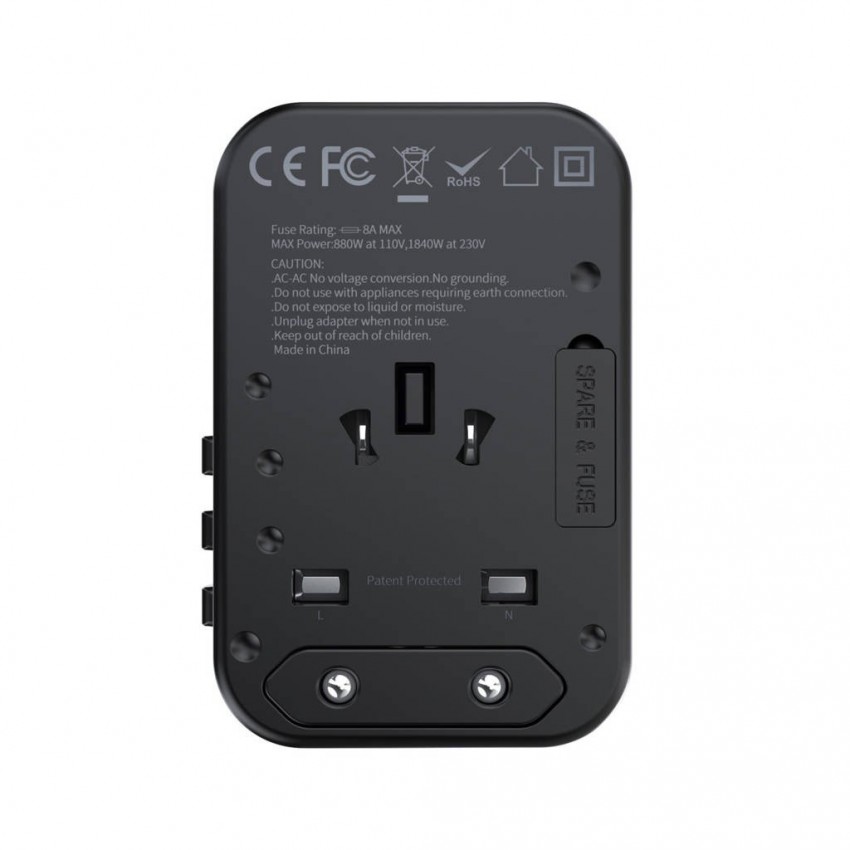 Universāls ceļojumu lādētājs Choetech PD5009 65W 2xUSB-C/USB-A melns