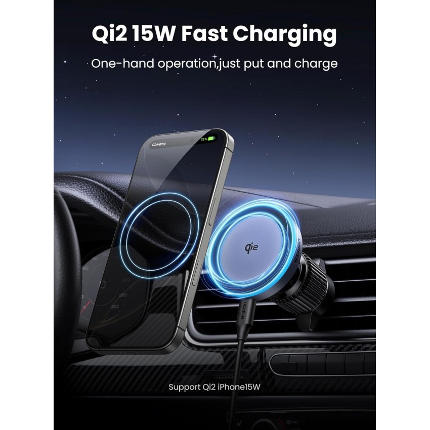 Laadija-hoidjaga magnetauto Ugreen W708 MagSafe 15W (35970) must