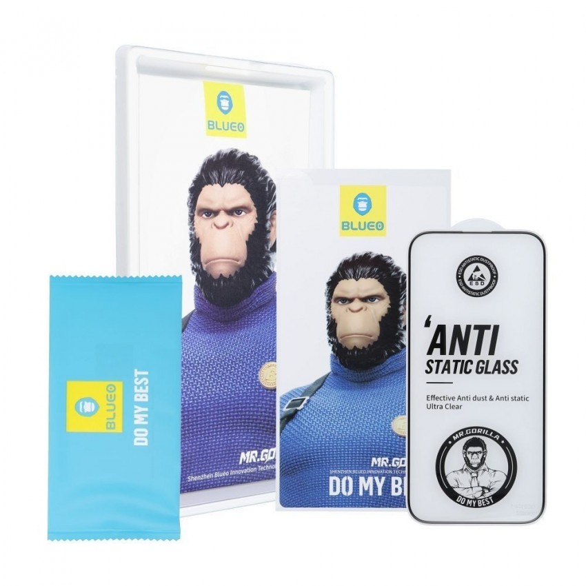 LCD aizsargstikls 5D Mr. Monkey Glass (Strong Lite) Samsung S937 S25 Edge melns