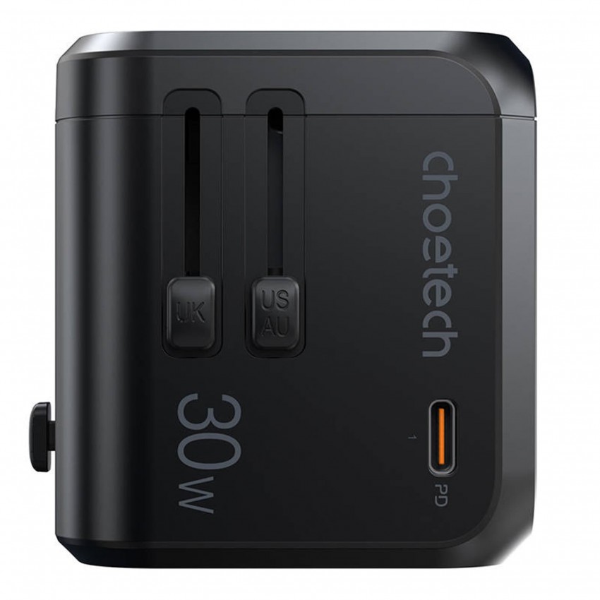 Universāls ceļojumu lādētājs Choetech PD5008 30W USB-C/3xUSB-A melns