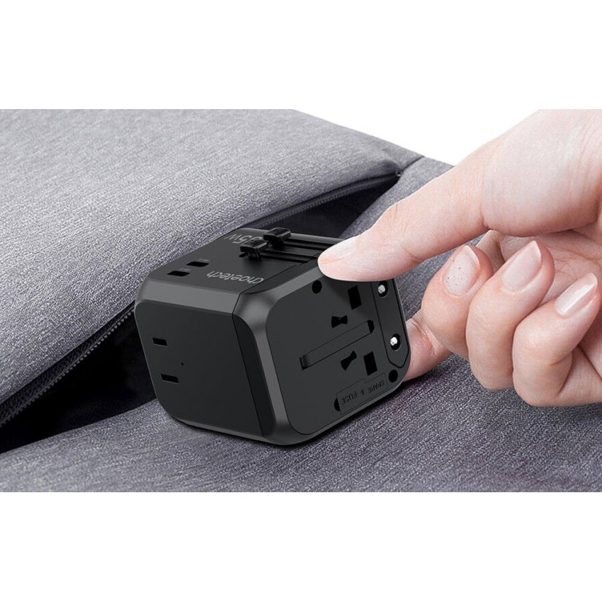 Universāls ceļojumu lādētājs Choetech PD5008 30W USB-C/3xUSB-A melns