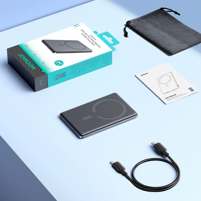 Arejais-akumulators Power Bank Joyroom JR-PBM08 20W Magnetic Wireless 5000mAh Space Grey