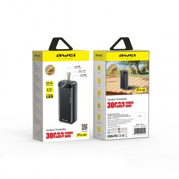External battery Power Bank Awei PA-12 5V/3A 30000mAh black