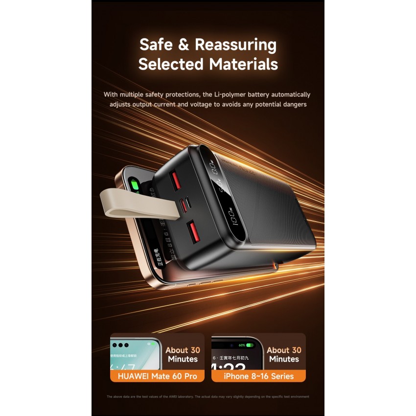 Arejais-akumulators Power Bank Awei PA-12 5V/3A 30000mAh melns