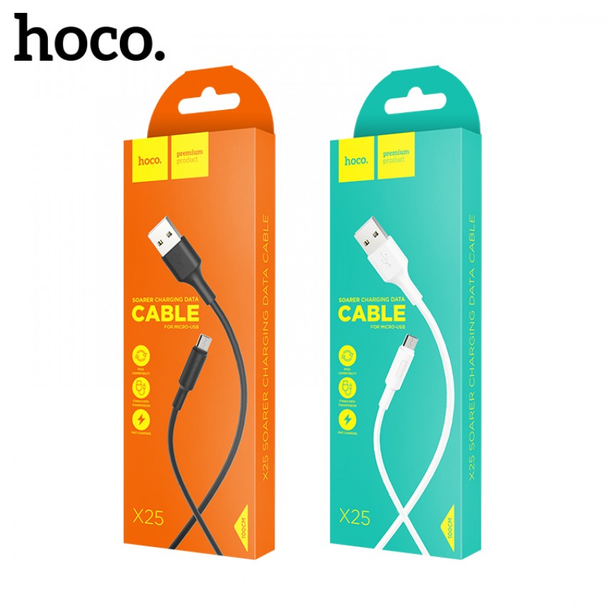 USB kabelis Hoco X25 microUSB 1.0m balts
