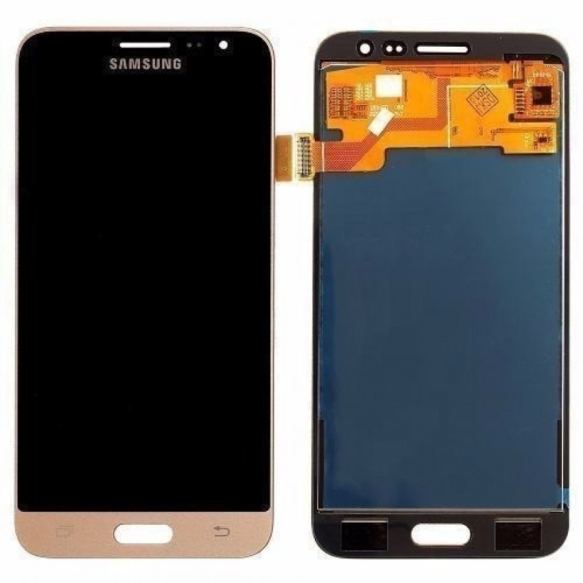 LCD displeja ekrāns Samsung J320F J3 2016 ar skārienekrānu, zelta oriģināls (service pack)