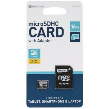 Atmiņas karte Platinet MicroSD 16GB (10 klase+SD adapteris)