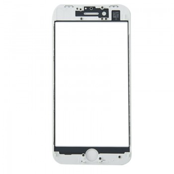 LCD ekrāna stikls Apple iPhone 8 Plus ar rāmi balts 