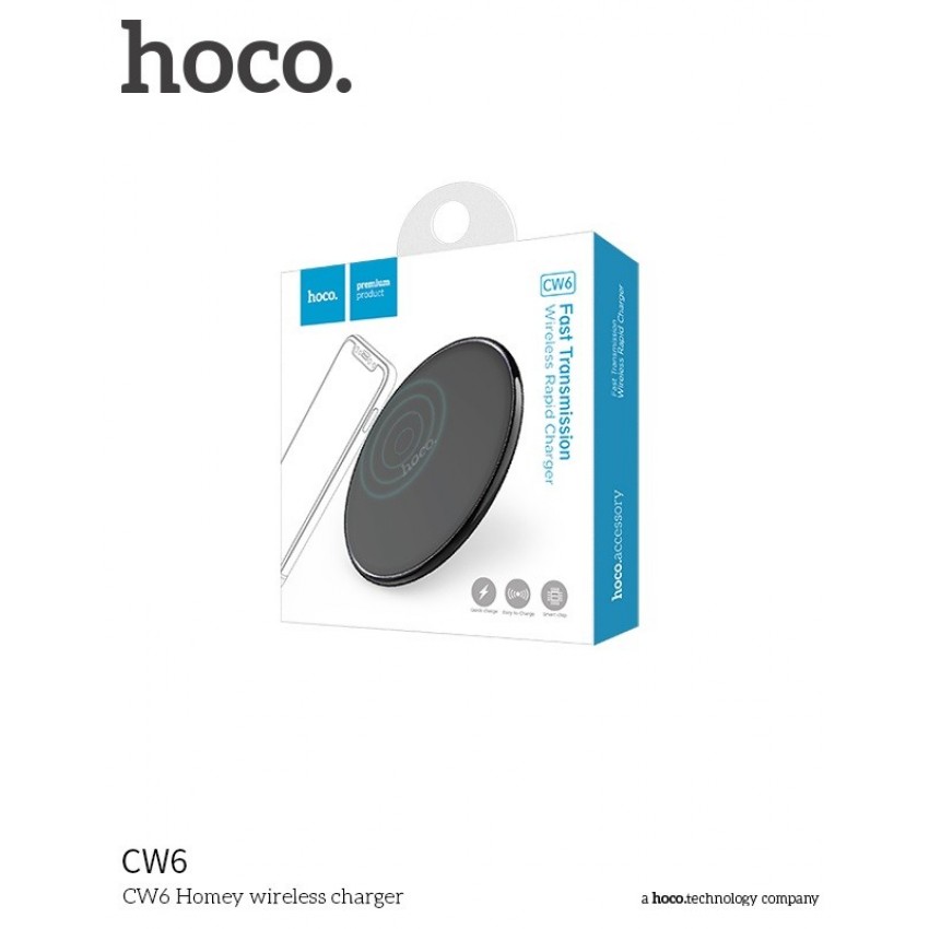 Bezvadu uzlādes stacija HOCO CW6 Homey (QI standarts) melna