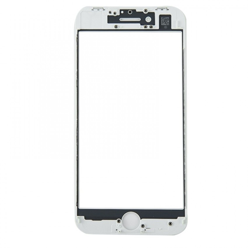 LCD ekrāna stikls Apple iPhone 8/SE 2020 ar rāmi un OCA baltu ORG (v2)
