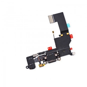Flex Apple iPhone 5S audio un uzlādes savienotājam ar mikrofonu melns ORG