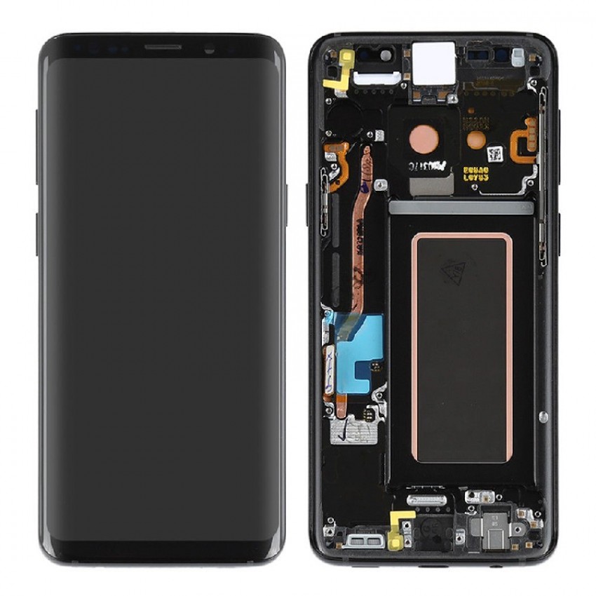 LCD displeja ekrāns Samsung G960F S9 ar skārienekrānu un rāmi melns (Midnight Black) oriģināls (lietots B pakāpe)