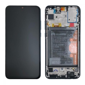 Ekranas Huawei P Smart 2019/P Smart Plus 2019 su lietimui jautriu stikliuku ir rėmeliu ir baterija Black originalus (service pack)