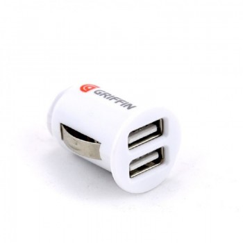 Auto lādētājs GRIFFIN ar USB savienotāju (2xUSB 1A) balts