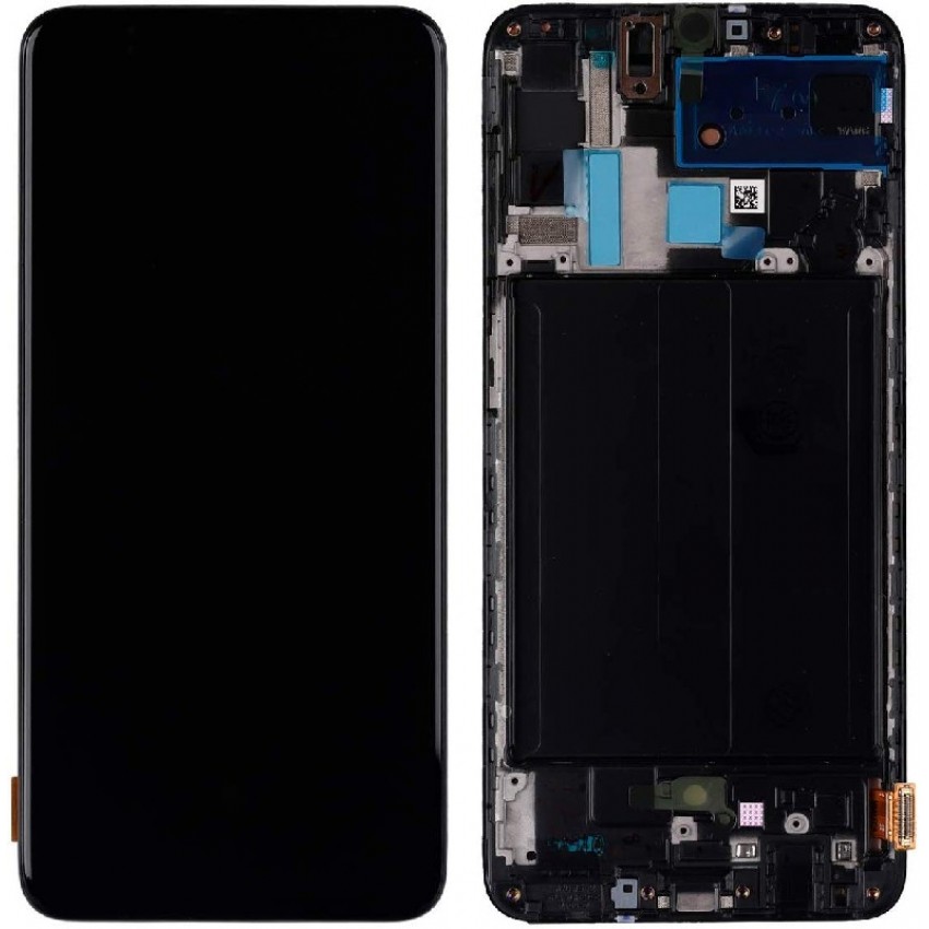 LCD ekrāns Samsung A705 A70 2019 ar skārienekrānu melns oriģināls  (service pack)